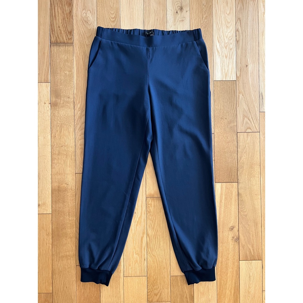 Theory Rumdiby Trinity Jogger Pants Navy Blue Mid Rise Womens Size 10